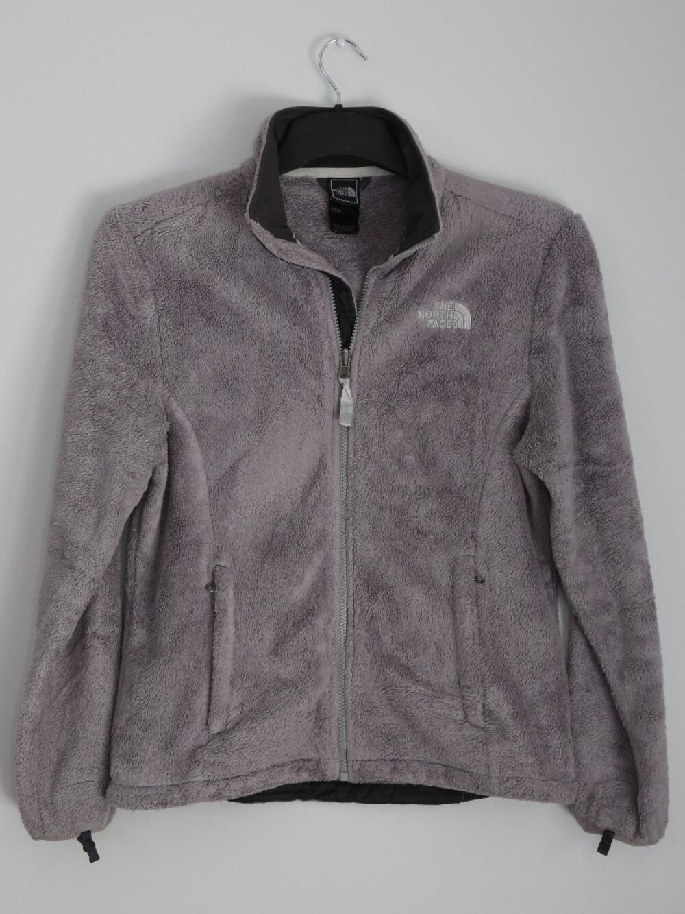 The North Face Womens Medium Full Zip Fleece Jacket Gray Plush Outdoor